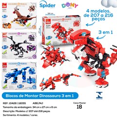 BLOCOS DE MONTAR 3X1 DINOSSAURO