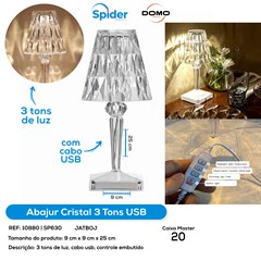 ABAJUR CRISTAL 3 TONS USB