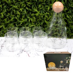 JARRA C/ 6 COPOS DE VIDRO