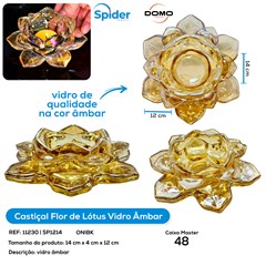 CASTICAL FLOR DE LOTUS VIDRO COR AMBAR