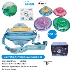 GARRAFA SQUEEZE ACRILICA NAVE ESPACIAL