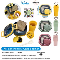 LANCHEIRA COM TALHERE E COPO DE 300ML