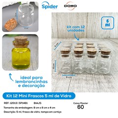 KIT 12 MINI FRASCO 5ML DE VIDRO