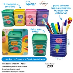 LATA PORTA CANETAS E COFRE DE METAL