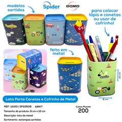 LATA PORTA CANETAS E COFRE DE METAL