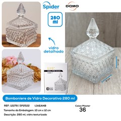 BOMBONIERE DE VIDRO QUADRADA