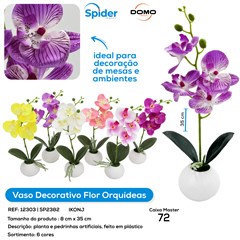 ARRANJO ORQUIDEA MINI COM VASO PLASTICO E PEDRAS