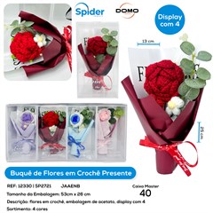 ARRANJO BUQUET DE FLORES DE CROCHET