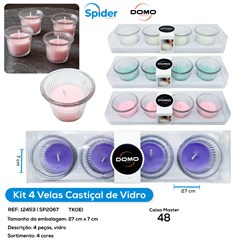 CONJUNTO 4 VELAS CASTICAL VIDRO