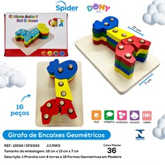 PRANCHA GEOMETRICA ENCAIXE FORMAS GIRAFA