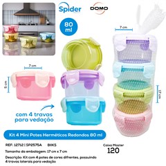 KIT REDONDO 4 MINI POTES HERMETICOS