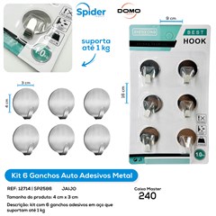 KIT 6 GANCHOS AUTO ADESIVO METAL (1KG)