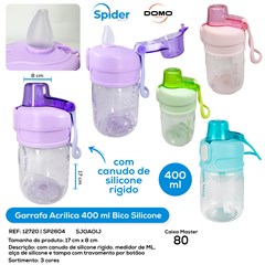 COPO ACRILICO COM BICO DE SILICONE E TRAVA 400ML
