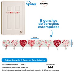 CABIDE CORACAO 8 GANCHOS AUTO ADESIVO