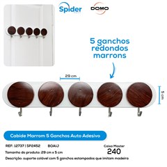 CABIDE MARROM 5 GANCHOS AUTO ADESIVO