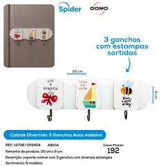 CABIDE DIVERTIDO 3 GANCHOS AUTO ADESIVO