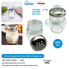 SALEIRO/ PORTA TEMPERO 100ML TAMPA INOX