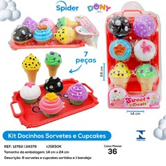 KIT DOCINHOS SORVETES E CUPCAKES 6 PCS