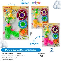 PISTOLA LANCA DISCO COM LUZ  6PCS