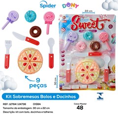 KIT DE SOBREMESAS BOLO E DOCINHOS 9 PECAS