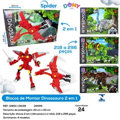 BLOCO DE MONTAR DINOSSAURO 2 EM 1