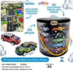 CARRINHOS DE METAL COM PISTA E PLACAS