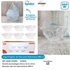 JOGO 6 TIGELAS DE SOBREMESA 260ML DE VIDRO