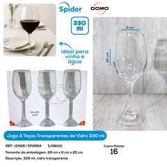 JOGO 3 TACAS TRANSPARENTE 330ML