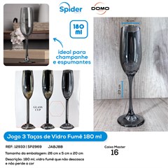 JOGO 3 TACAS FUME 180ML CHAMPANHE