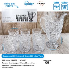 JARRA C 6 COPOS DE VIDRO 1000ML / 270ML