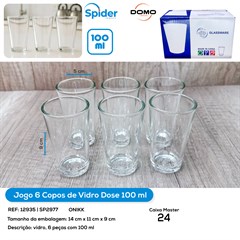 JOGO 6 COPOS 100ML DE VIDRO
