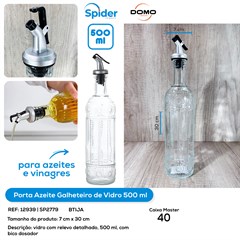 PORTA AZEITE 500ML DE VIDRO