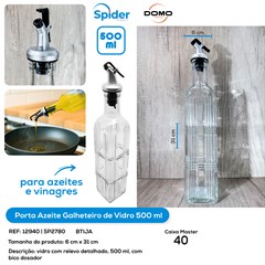 PORTA AZEITE 500ML DE VIDRO