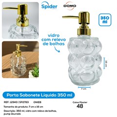 PORTA SABONETE LIQ. 350ML DE VIDRO TRANSPARENTE