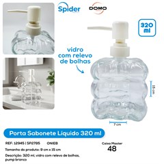 PORTA SABONETE LIQ. 320ML DE VIDRO TRANSPARENTE