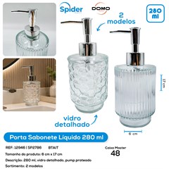PORTA SABONETE LIQ. 280ML DE VIDRO TRANSPARENTE