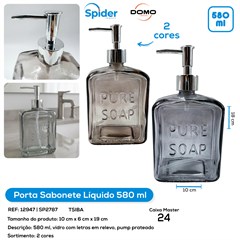 PORTA SABONETE LIQ. 580ML DE VIDRO QUADRADO