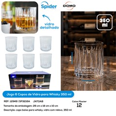 KIT 6 COPOS DE WHISKY 350ML DE VIDRO