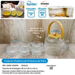 CHALEIRA COM 6 XICARAS DE VIDRO -1000ML/100ML