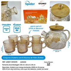 CHALEIRA COM 6 XICARAS DE VIDRO -1000ML/110ML