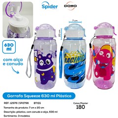 GARRAFA SQUEEZE 630ML PLASTICA COM ALCA E CANUDO