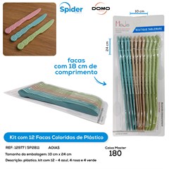 KIT 12 FACAS COLORIDAS DE PLASTICO
