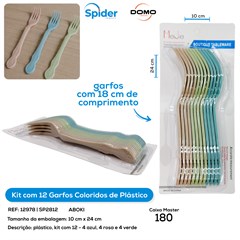 KIT 12 GARFOS COLORIDOS DE PLASTICO