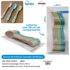 KIT 12 COLHERES COLORIDAS DE PLASTICO