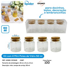 KIT C/ 4 POTES DE VIDRO 50ML