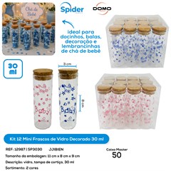 KIT 12 FRASCOS 30ML DE VIDRO DECORADO