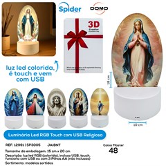 LUMINARIA DECORATIVA LED TOUCH C/USB ARTIGOS RELIG