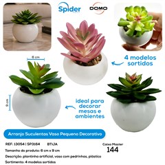 ARRANJO SUCULENTAS VASO PLASTICO COM PEDRAS