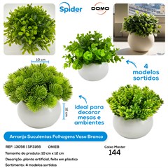 ARRANJO FOLHAGENS COM VASO DE PLASTICO