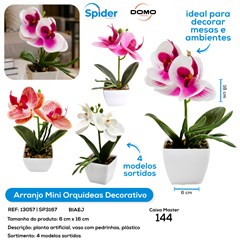ARRANJO ORQUIDEA MINI COM VASO PLASTICO E PEDRAS